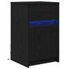 vidaXL LED Bedside Kast Zwart eiken 38 x 34 x 61 cm Bewerkt hout