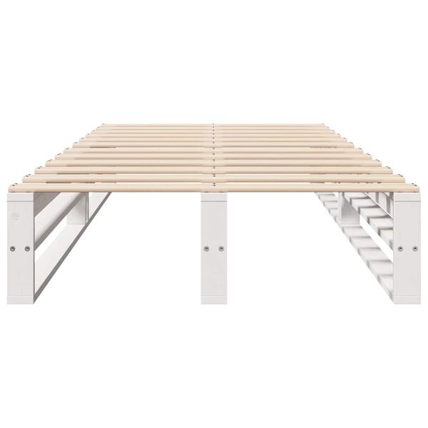 vidaXL Bedframe zonder matras massief grenenhout wit 75x190 cm