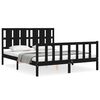 vidaXL Bedframe met hoofdbord massief hout zwart 160x200 cm