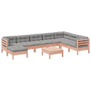 vidaXL 9-delige Loungeset met kussens massief douglas vurenhout