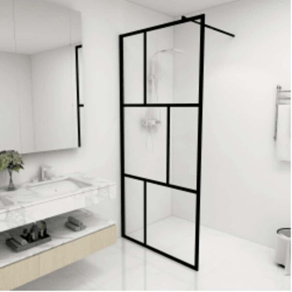 vidaXL Inloopdouchewand 90x195 cm gehard glas zwart