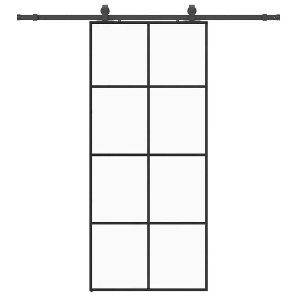 vidaXL Schuifdeur met beslagset 90x205 cm ESG glas zwart