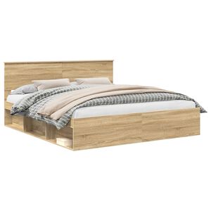 vidaXL Bedframe met hoofdeinde Sonoma 200 x 200 cm Bewerkt hout