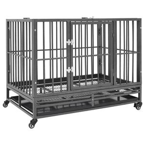 vidaXL Hondenbench met wielen 92x62x76 cm staal