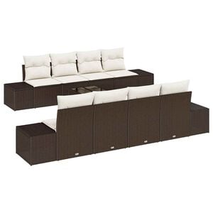 vidaXL Tuin Sofa Set met kussen 7 pcs Bruin en cr&egrave;me poly rattan