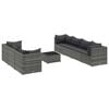 vidaXL 8-delige Loungeset met kussens poly rattan grijs
