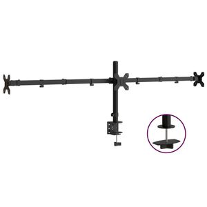vidaXL Monitorstandaard drieubbel VESA 75/100 mm staal zwart