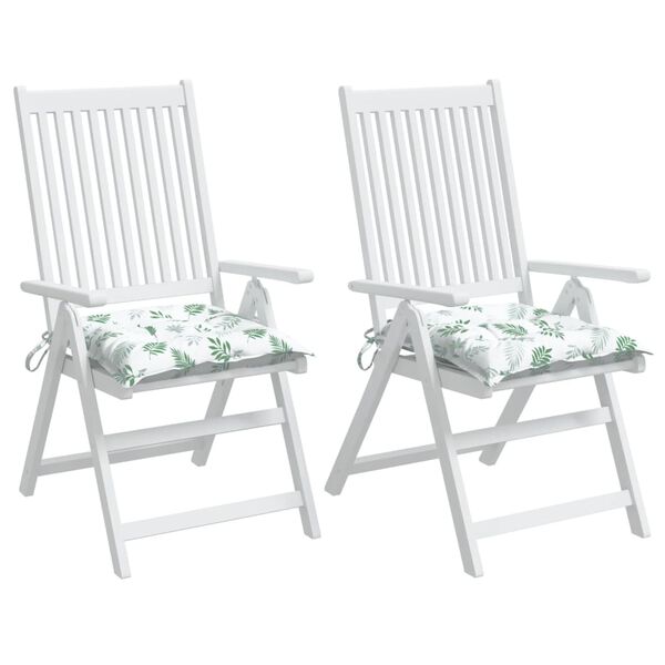 vidaXL Stoelkussens 2 st bladpatroon 40x40x7 cm stof