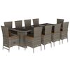 vidaXL 11-delige Tuinset met kussens poly rattan grijs