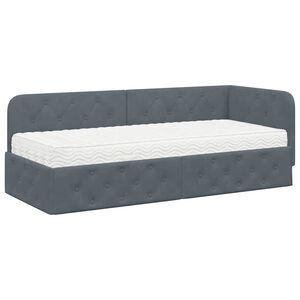vidaXL Hoekbedframe Donkergrijs 80 x 200 cm Fluweel
