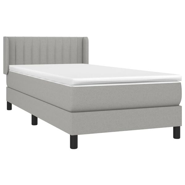 vidaXL Boxspring met matras stof lichtgrijs 90x190 cm