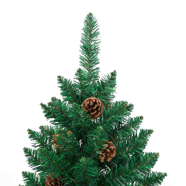 vidaXL Slanke Kerstboom Groen 180 cm PVC en massief dennenhout