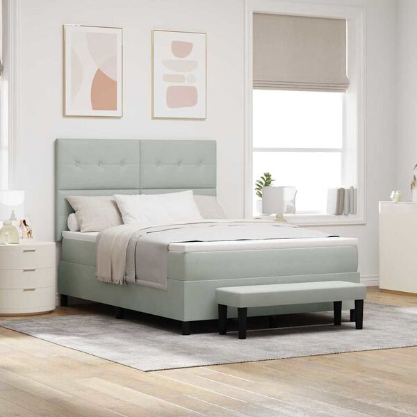 vidaXL Boxspring bed met matras Lichtgrijs 160 x 200 cm Fluweel