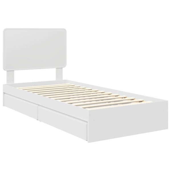 vidaXL Opslag bed met hoofdeinde met lade Wit 75 x 190 cm Bewerkt hout