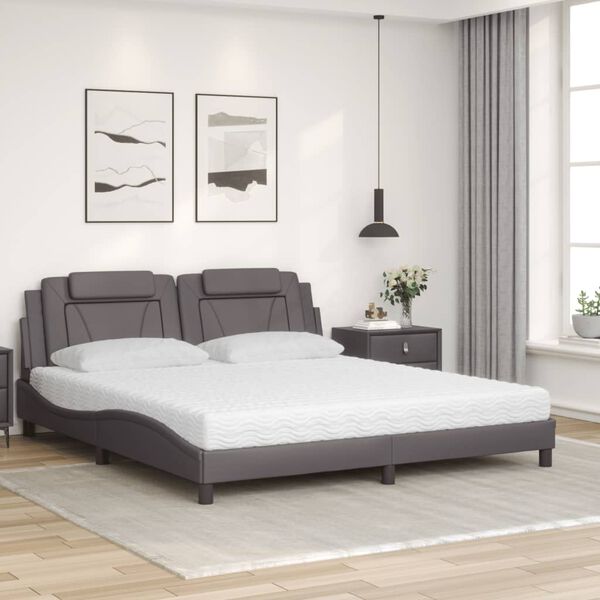 vidaXL Bed "Viana" met matras kunstleer grijs 180x200 cm