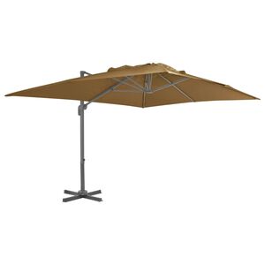 vidaXL Zwevende parasol met aluminium paal 400x300 cm taupe