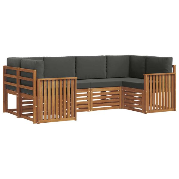 vidaXL Sofa-Sets 20 pcs Natuurlijk en Antraciet Massief Acaciahout