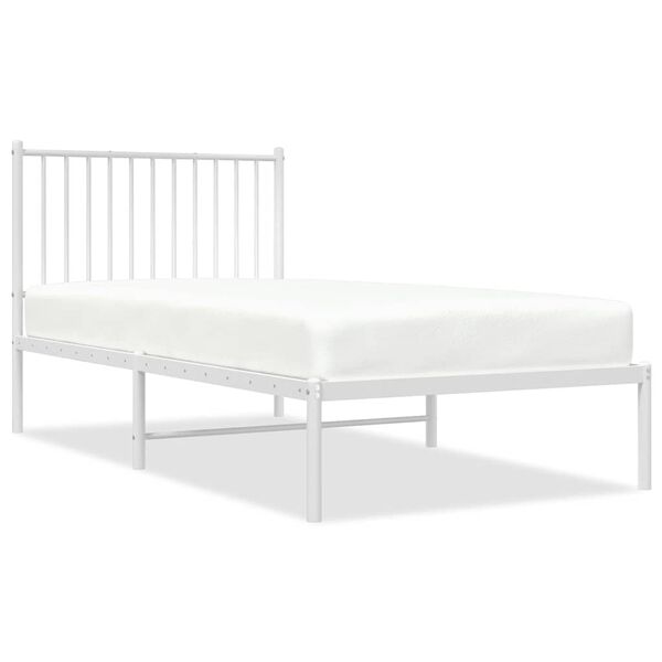 vidaXL Bedframe met hoofdbord metaal wit 90x190 cm