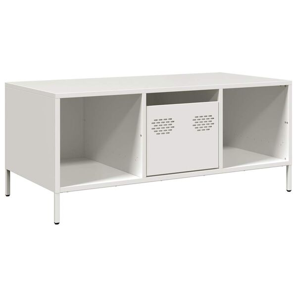vidaXL Salontafel 101,5x50x43,5 cm koudgewalst staal wit