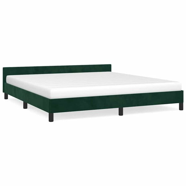 vidaXL Bedframe zonder matras 160x200 cm fluweel donkergroen