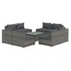 vidaXL 9-delige Loungeset met kussens poly rattan grijs