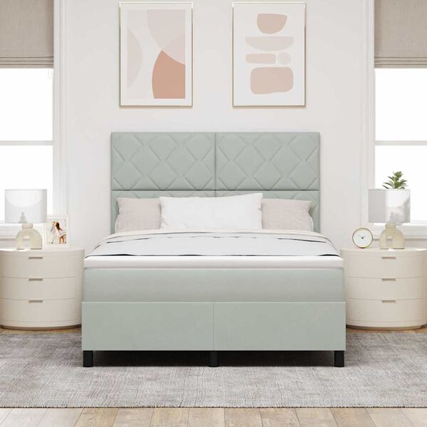 vidaXL Boxspringbed met matras Lichtgrijs 140 x 200 cm Fluweel