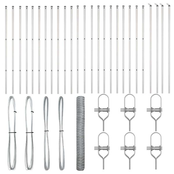 vidaXL Afrasteringspaal Zilver 50 x 1 m (50 mm gaas) Staal