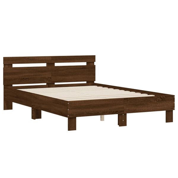 vidaXL Bedframe met hoofdeinde bewerkt hout bruineikenkleur 120x200 cm