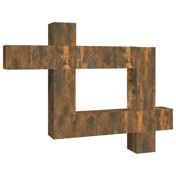 vidaXL 10-delige Tv-meubelset bewerkt hout gerookt eikenkleurig