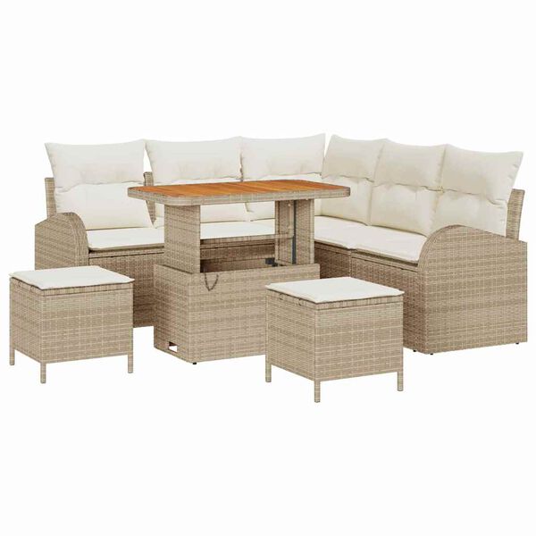 vidaXL Tuin Sofa Set met kussen met opslag 8 pcs Beige en Cr&egrave;me