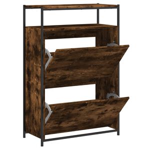 vidaXL Schoenenkast 75x34x112 cm bewerkt hout gerookt eikenkleurig