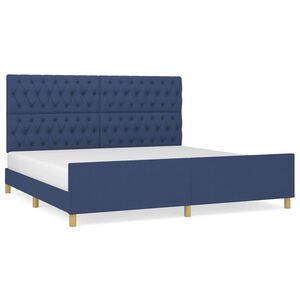 vidaXL Bedframe met hoofdeinde stof blauw 200x200 cm