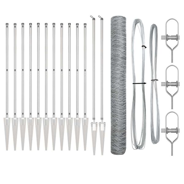 vidaXL Afrasteringspaal Zilver 10 x 1,4 m (36 mm gaas) Staal