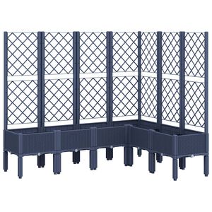 vidaXL Plantenbak met latwerk 160x120x142 cm polypropeen blauwgrijs