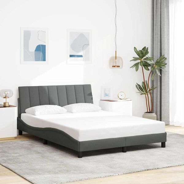 vidaXL Bedframe zonder matras "Hanko" stof donkergrijs 140x190 cm