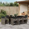 vidaXL Tuin eettafelset met kussen 9 pcs Grijs poly rattan