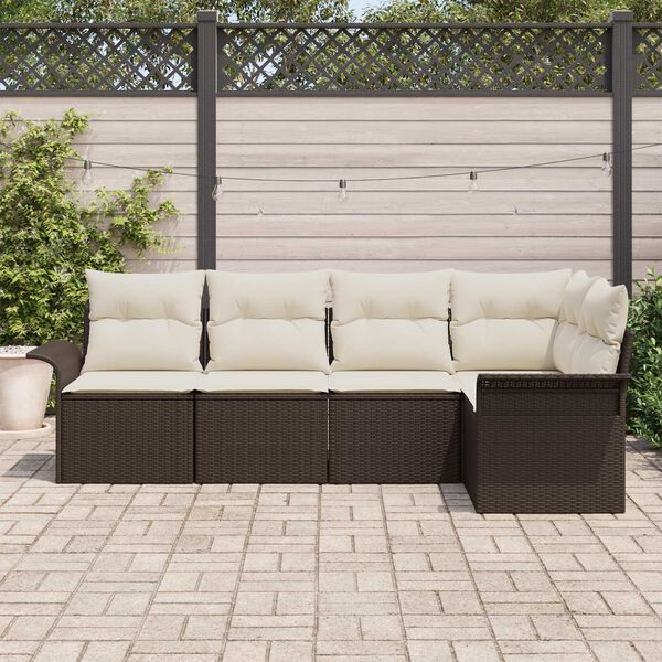 vidaXL Tuin Sofa Set met opslag 5 pcs Bruin poly rattan