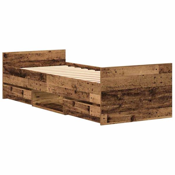 vidaXL Bedframe met hoofdeinde Oud Hout 193 x 78 x 50 cm Bewerkt hout