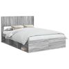 vidaXL Bedframe met opbergruimte en hoofdbord Grijs Sonoma