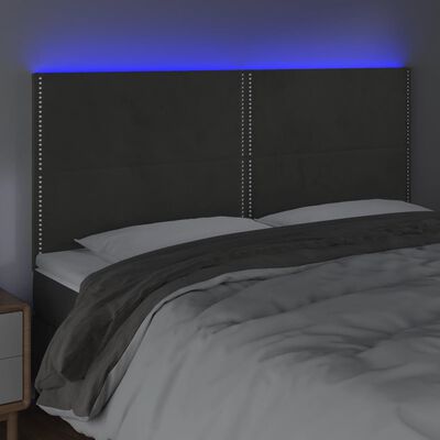 vidaXL Hoofdbord LED 160x5x118/128 cm fluweel donkergrijs