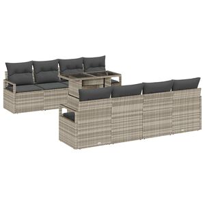 vidaXL Tuin Sofa Set met opslag 9 pcs Lichtgrijs Poly riet