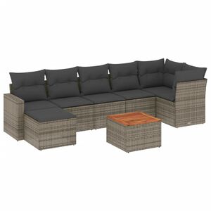 vidaXL 8-delige Loungeset met kussens poly rattan grijs