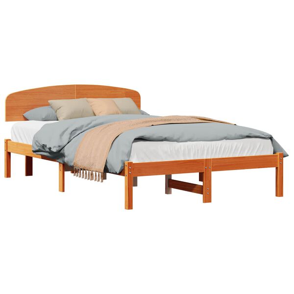 vidaXL Bedframe Wasbruin 140 x 190 cm Massief grenenhout