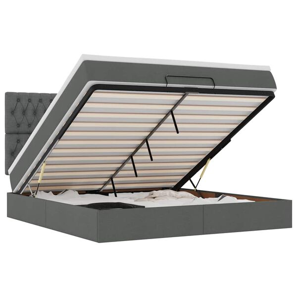 vidaXL Ottoman bed met matras 160x200cm stof donkergrijs