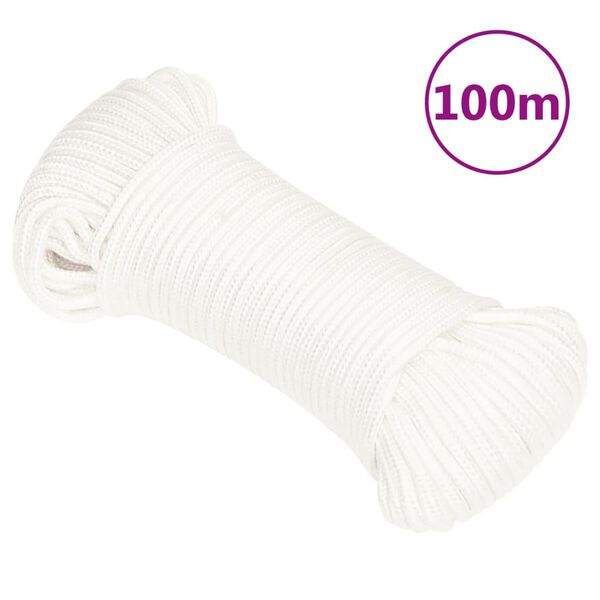 vidaXL Boottouw 4 mm 100 m polypropyleen volwit