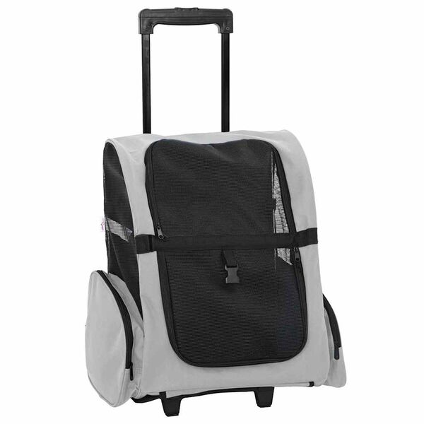 vidaXL Huisdierentrolley 3-in-1 48x32x(57-106) cm oxford stof grijs