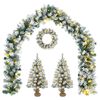 vidaXL Mini-kerstbomenset 45 cm 125 LED's Warmwit PVC Groen en Wit