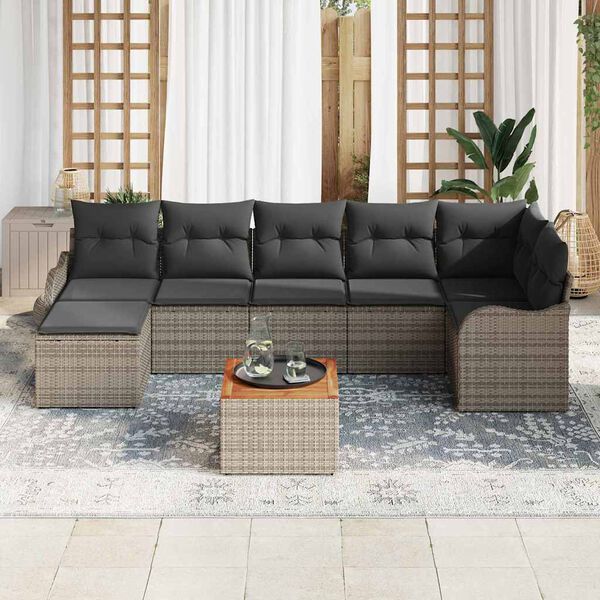 vidaXL Tuin Sofa Set 8 pcs Grijs Poly riet