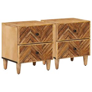 vidaXL Nachtkastje 2 st Bruin 40 x 33,5 x 46 cm Massief Mango Hout