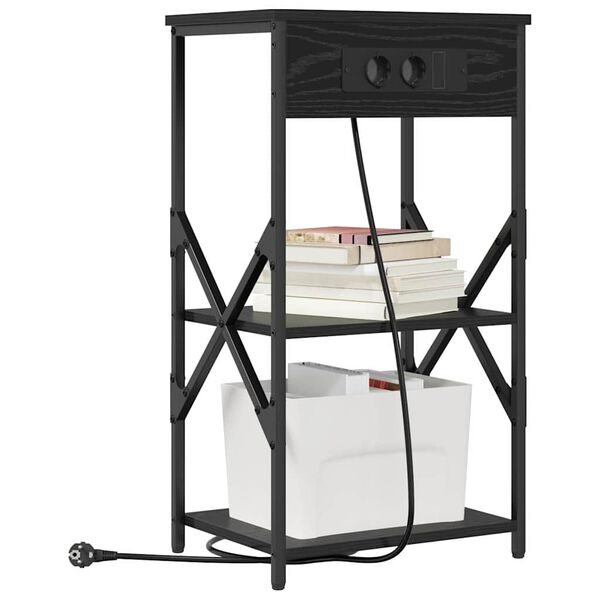 vidaXL Nachtkastje met plank Zwart Eiken 41 x 31 x 76 cm Bewerkt hout